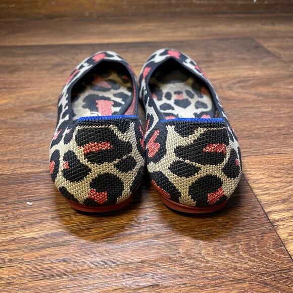 Rothy's Shoes Women's Red Cat Leopard Print Ballet Slip On Flats W 8.5 - Picture 5 of 16